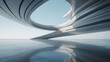 © Nushrat - Abstract architectural structure with curved lines and minimalist design against a clear sky.