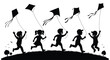 © Md Shifat - Children Flying Kites Silhouette Against White Background