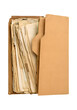 © Selvam - old document folder viewed from above with papers inside