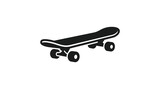Black silhouette of a skateboard with four wheels.