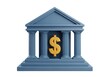 © unlimited - 3D Rendered Blue Bank Building Icon with Golden Dollar Sign Isolated on White Background for Finance and Banking Concepts