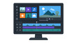 © Andrei - Vector computer monitor showing video editing software interface