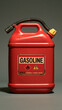 © pattozher - Red Gasoline Can: A bright red gasoline can with a flexible spout and safety warnings stands ready for use, emphasizing fuel storage and transportation.