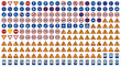 © Kiki - Minimalist Collection of 500 International Road Signs with Clear Symbols Speed Limits and Directional Icons in Blue Red Yellow