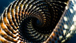 © Metadancer - Close-up digital rendering of a twisting metal spiral structure