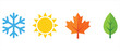 © Romzain - Four seasons weather icon symbols with snowflake collection isolated environment meteorology forecast seasonal illustration temperature calendar