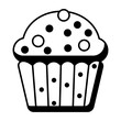 © Prosymbols - Glyph icon of a chocolate muffin with chocolate chips.