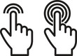 ©  Vectrix - Two black line art icons of hands touching or pressing a button on a white background