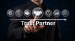 © Mizanur - Business professional touching trust partner symbol for successful collaboration