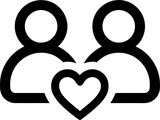 People icon with a heart symbol for love and connection isolated on transparent background