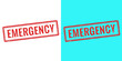© Mamonur710 - Red emergency stamp rubber text on blue background