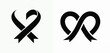 © reza - Black awareness ribbon icons in heart and infinity shapes vector set for mourning charity and solidarity