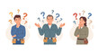 © Michael - Confused workers with question marks above heads, uncertainty, problem solving, decision making, doubt, confusion, indecision