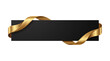 © Easy - Black rectangular banner with elegant gold silk ribbon wrap for luxury greeting card design element isolated on transparent background premium invitation border.