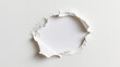 © eri - 丸く破られた白い紙の中央の穴と質感のテクスチャ Torn white paper circular hole texture