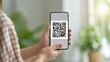 © Generative AI - Person scanning a QR code on their smartphone screen for digital access, information, or payment