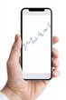 © Generative AI - Close up of a hand holding a smartphone displaying a financial stock market graph on the screen