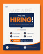 © HA - We are hiring recruitment flyer template with modern corporate job vacancy poster design, professional employee hiring announcement for company careers, human resources, staffing, recruitment campaign