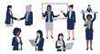 © Isti - Diverse professional businesswomen collaborating in various office scenarios.