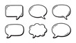 © StockDesign - Set of black speech bubbles isolated on transparent background hand drawn comic style chat balloons.