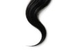 © Mavra - Realistic flowing black hair strands with a smooth curved shape, isolated on a clean white background.
