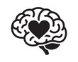 © FI Visual  - Human brain icon with a heart shape inside silhouette psychology intellect