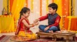 © AnadiBhowmik - Young indian sister tying rakhi on brothers wrist for raksha bandhan