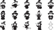 © MstSahanas - Cute little witch character illustrations set for halloween decorations