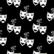 © Handini_Atmodiwiryo - Hand-drawn black and white theater masks seamless pattern background