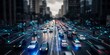 © Rifqi - Smart city traffic network photography showcasing connected autonomous cars, digital data overlay and urban vehicle movement, representing intelligent transportation and future mobility