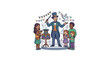 © iwan - Magician performing tricks for a group of children.