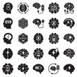 © Nishy - Brain energy and mental power icon set: symbols of thought efficiency recharge cognitive performance with recharge thinking cognition performance efficiency intelligence electricity capacity