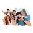 © Disik - Friends taking photos and enjoying beach vacation together.