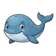 © Semiva39 - Cute cartoon whale smiling in playful pose on white background