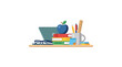 © John - Flat Vector Illustration of a Modern School Desk Workspace