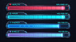 © M Susanto - Futuristic neon game status bars vector illustration featuring health, mana, energy, and shield indicators for user interface design