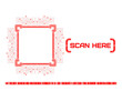 © MotherPray - futuristic QR scanner UI, Red glowing sci-fi microprocessor frame with scan here text element