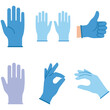 © Suhel - Set of blue medical gloves in various gestures and hand poses with protective