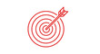© Rin - Red bullseye target with arrow hitting the center, representing goal achievement and success.