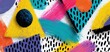 © ckybe - Colorful geometric shapes layered dynamically on a textured background, creating a bold abstract design for creative branding.