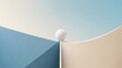 © Ahmad Rudhiansyah - Clean Generative AI geometric illustration of a white sphere balanced between abstract shapes, symbolizing global balance, peace, responsibility, and harmony in pastel tones.