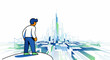 © Eryck Gusdian - Man Contemplating Futuristic Cityscape.