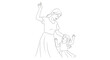 © Risma - Mother and Daughter Dancing Together Line Art Illustration