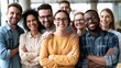 © Hathairat - Diverse group of smiling young adults standing together indoors in a modern setting