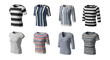 © kageyama - fashionable striped t-shirts isolated on white background studio shot clothing for retail or catalog use