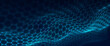 © Alina - Blue hexagon grid surface on a dark background with glowing edges, soft focus and copy space. Abstract technology background for digital data, cyber interface and network structure design.