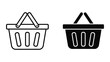 © fahad - Shopping basket icons set featuring outline and solid black vector designs for retail interface