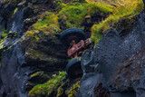 Abandoned Machinery in Moss-Covered Lava Rock, Iceland