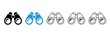 © USD - Collection of front view binocular icons in different styles isolated on white background