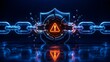 © Aish-Studio - Cyber security breach and network vulnerability concept showing glowing broken chain linked to shattered digital shield
